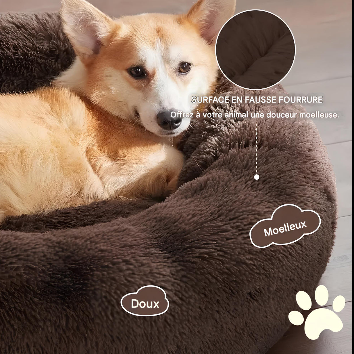 RoundBed™ – Panier apaisant ultra-doux pour chien & chat